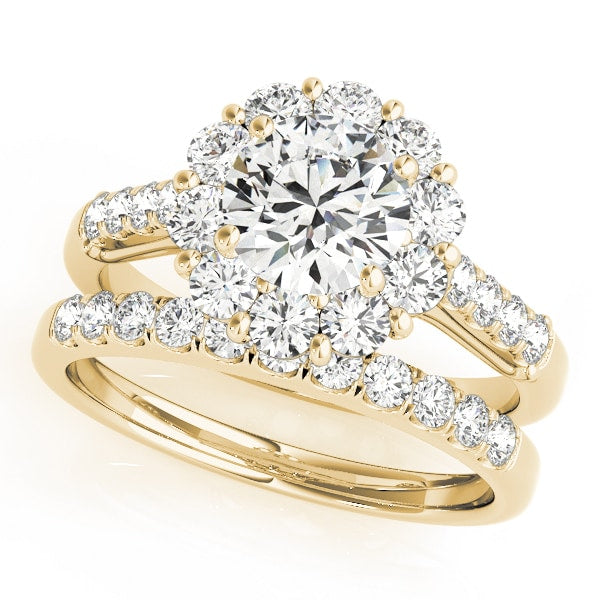 14K Yellow Gold 1 7/8 ct tw Halo Diamond Engagement Ring