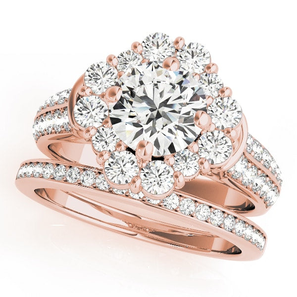 18K Rose Gold 2 ct tw Halo Diamond Engagement Ring