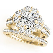18K Yellow Gold 2 ct tw Halo Diamond Engagement Ring