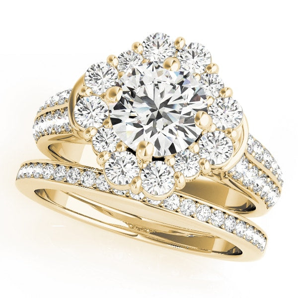18K Yellow Gold 2 ct tw Halo Diamond Engagement Ring