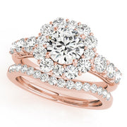 18K Rose Gold 2 ct tw Halo Diamond Engagement Ring
