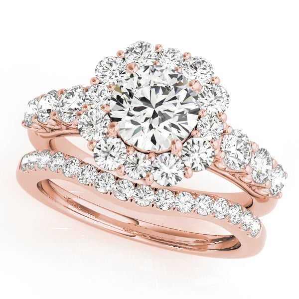 18K Rose Gold 2 ct tw Halo Diamond Engagement Ring