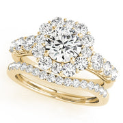 18K Yellow Gold 2 ct tw Halo Diamond Engagement Ring