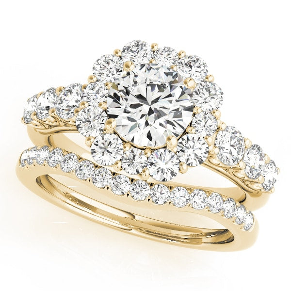 18K Yellow Gold 2 ct tw Halo Diamond Engagement Ring