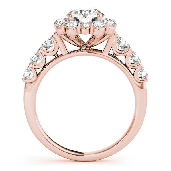 18K Rose Gold 2 ct tw Halo Diamond Engagement Ring