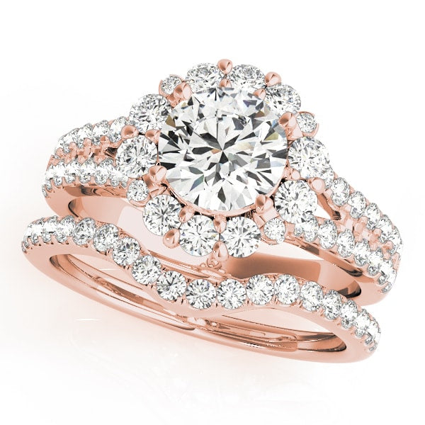 14K Rose Gold 1 7/8 ct tw Halo Diamond Engagement Ring