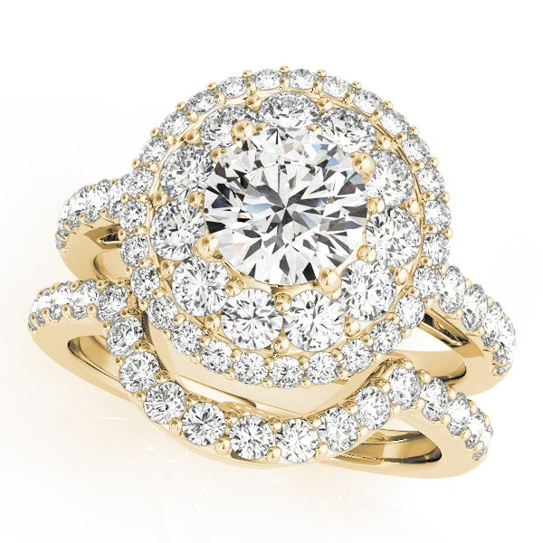 14K Yellow Gold 2 ct tw Halo Diamond Engagement Ring