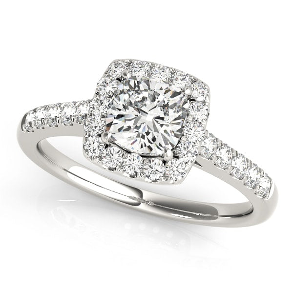 18K White Gold 1 1/3 ct tw Halo Diamond Engagement Ring