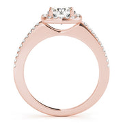 18K Rose Gold 1 1/5 ct tw Halo Diamond Engagement Ring
