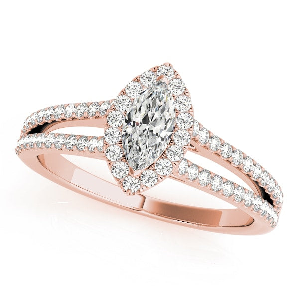18K Rose Gold 1 1/3 ct tw Halo Diamond Engagement Ring