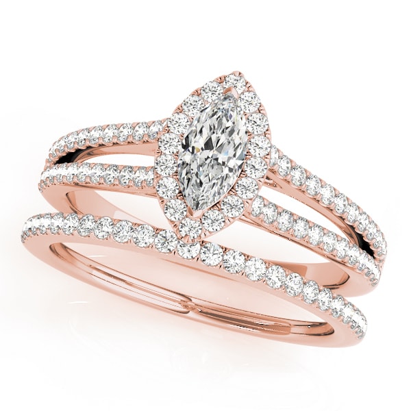 18K Rose Gold 1 1/3 ct tw Halo Diamond Engagement Ring