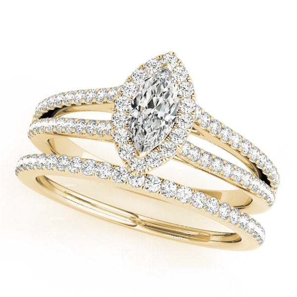 18K Yellow Gold 1 1/3 ct tw Halo Diamond Engagement Ring