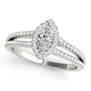 Platinum 1 1/3 ct tw Halo Diamond Engagement Ring