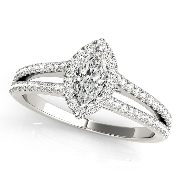 Platinum 1 1/3 ct tw Halo Diamond Engagement Ring