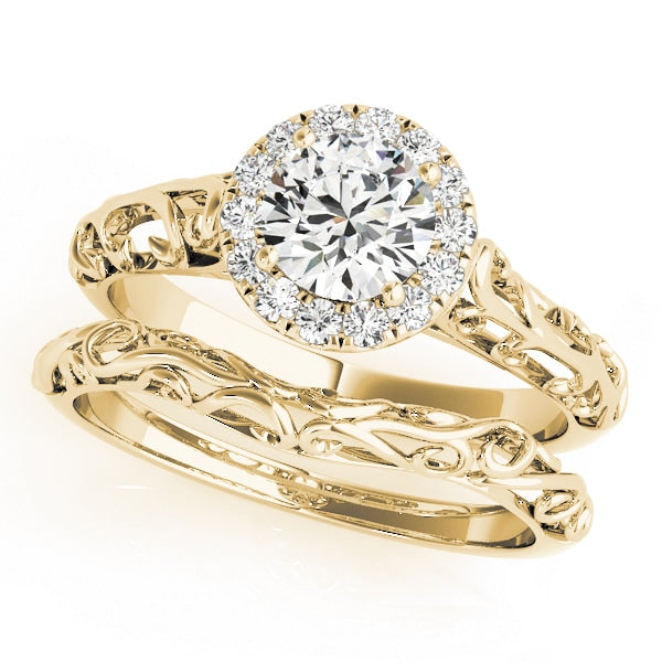 18K Yellow Gold 5/8 ct tw Halo Diamond Engagement Ring