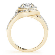 18K Yellow Gold 1 3/4 ct tw Halo Diamond Engagement Ring