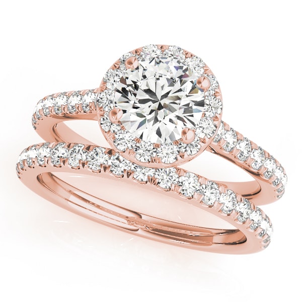 14K Rose Gold 1 1/3 ct tw Halo Diamond Engagement Ring