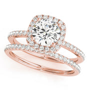 18K Rose Gold 1 1/5 ct tw Halo Diamond Engagement Ring