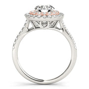 18K Rose Gold 1 3/8 ct tw Halo Diamond Engagement Ring