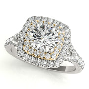 14K Yellow Gold 1 1/2 ct tw Halo Diamond Engagement Ring