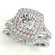 14K Rose Gold 1 1/2 ct tw Halo Diamond Engagement Ring