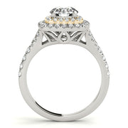 14K Yellow Gold 1 1/2 ct tw Halo Diamond Engagement Ring