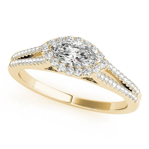 14K Yellow Gold 1 1/3 ct tw Halo Diamond Engagement Ring