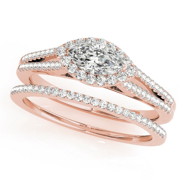 14K Rose Gold 1 1/3 ct tw Halo Diamond Engagement Ring