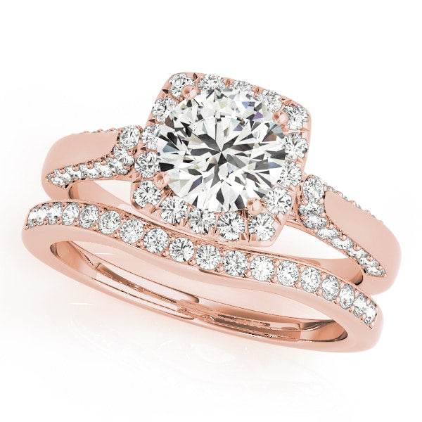 14K Rose Gold 1 3/8 ct tw Halo Diamond Engagement Ring