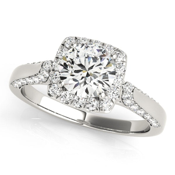 18K White Gold 1 3/8 ct tw Halo Diamond Engagement Ring