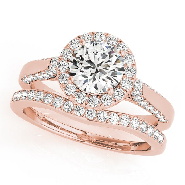18K Rose Gold 1 3/8 ct tw Halo Diamond Engagement Ring