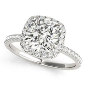 14K White Gold 3/4 ct tw Halo Diamond Engagement Ring