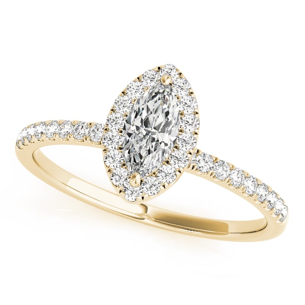 14K Yellow Gold 1 1/4 ct tw Halo Diamond Engagement Ring