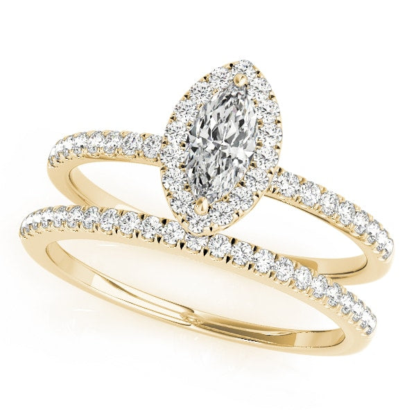 18K Yellow Gold 1 1/4 ct tw Halo Diamond Engagement Ring