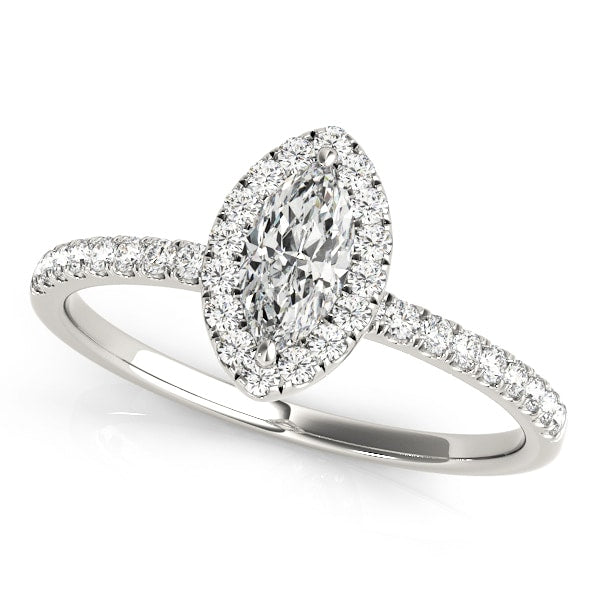 14K White Gold 1 1/4 ct tw Halo Diamond Engagement Ring