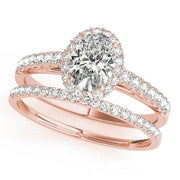 18K Rose Gold 1/3 ct tw Halo Diamond Engagement Ring