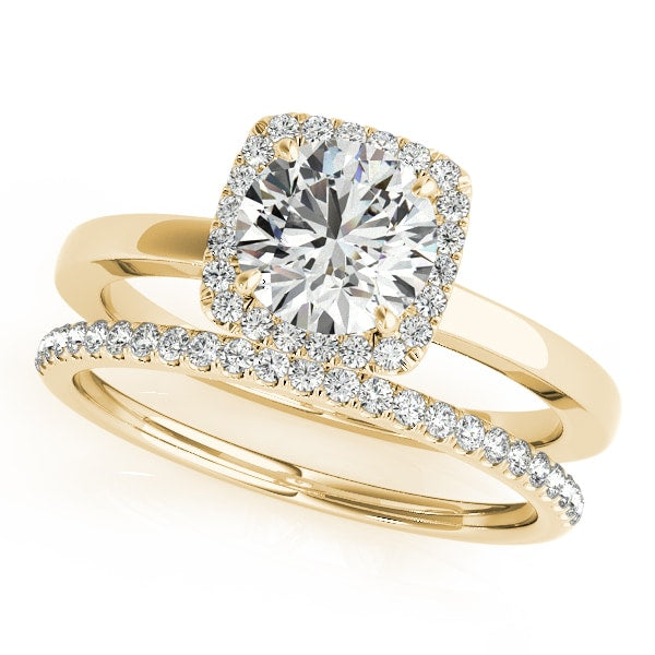 18K Yellow Gold 1 1/8 ct tw Halo Diamond Engagement Ring
