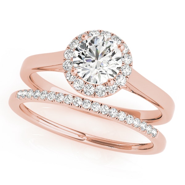 14K Rose Gold 1 1/8 ct tw Halo Diamond Engagement Ring