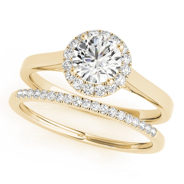 18K Yellow Gold 1 1/8 ct tw Halo Diamond Engagement Ring