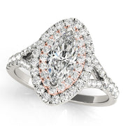 18K Rose Gold 1 1/2 ct tw Halo Diamond Engagement Ring