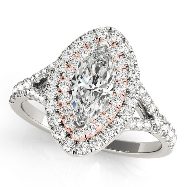 18K Rose Gold 1 1/2 ct tw Halo Diamond Engagement Ring