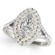 18K Yellow Gold 1 1/2 ct tw Halo Diamond Engagement Ring