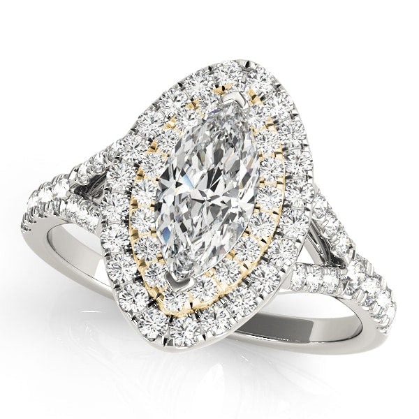 18K Yellow Gold 1 1/2 ct tw Halo Diamond Engagement Ring