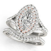 18K Rose Gold 1 1/2 ct tw Halo Diamond Engagement Ring
