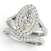 14K Yellow Gold 1 1/2 ct tw Halo Diamond Engagement Ring