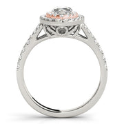 18K Rose Gold 1 1/2 ct tw Halo Diamond Engagement Ring