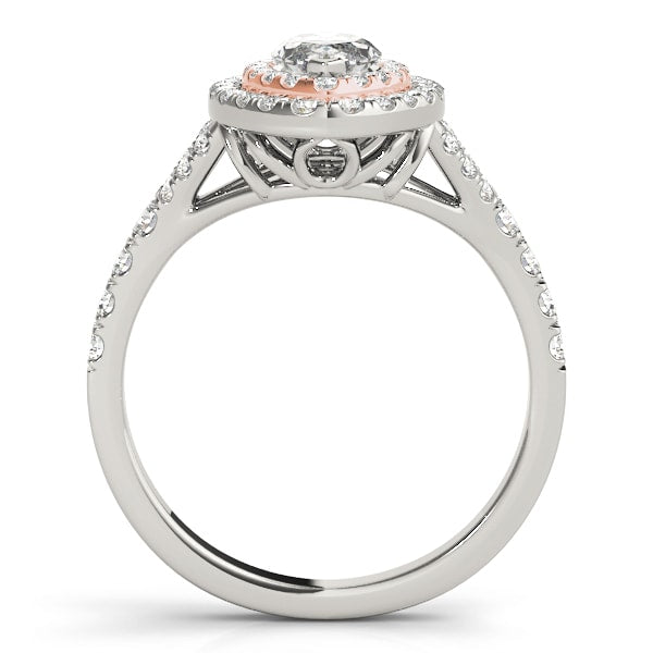 18K Rose Gold 1 1/2 ct tw Halo Diamond Engagement Ring