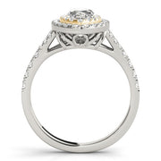 18K Yellow Gold 1 1/2 ct tw Halo Diamond Engagement Ring