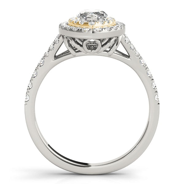 18K Yellow Gold 1 1/2 ct tw Halo Diamond Engagement Ring
