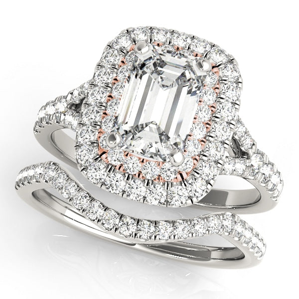 14K Rose Gold 1 ct tw Halo Diamond Engagement Ring